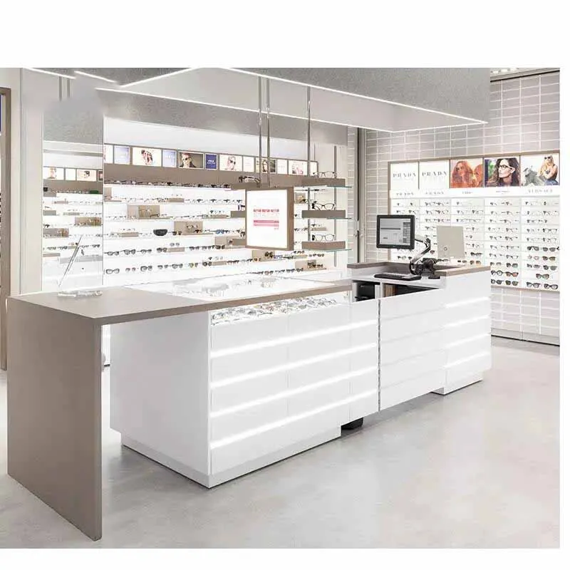 Showroom Decoration Wooden Glasses Display Showcase Optical Frames Store Fixtures Eyeglass Display Cabinet