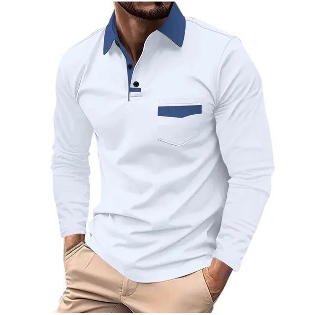 Polo à manches longues pour hommes, chemises de qualité, document solide, bureau, affaires, loisirs, fitness, sports, nouveau style, printemps, automne, 03, domicile 5