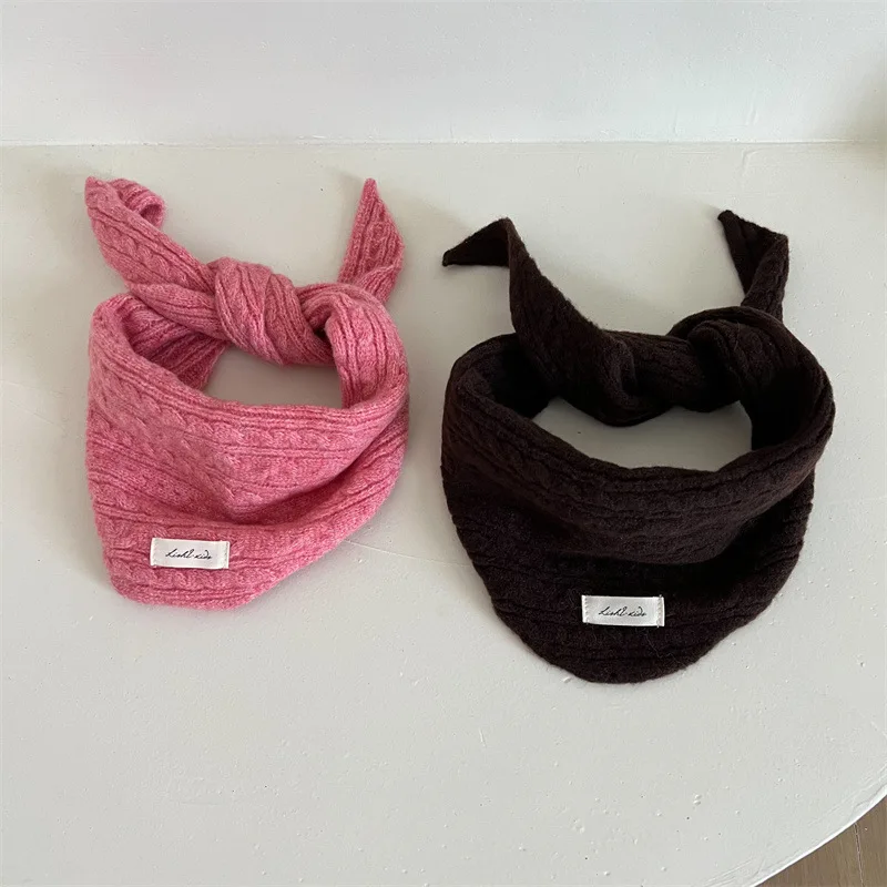 Korean Knitted Wool Scarf for Baby Winter Warm Cashmere Scarves for Boy Girl Cute Triangular Bandage Scarf Kids Neckerchief baby scarf wool scarf