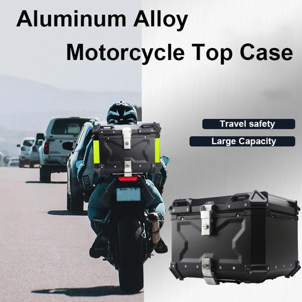 Motorcycle Rear Luggage Case 45L Universal Waterproof Helmet Box Aluminum Alloy Motorbike Trunk Tail