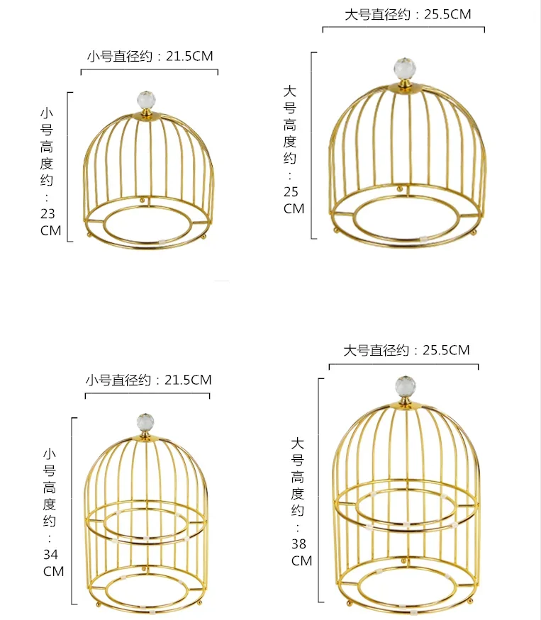 Birdcage Double Layer Cake Stand Wrought Iron Display Stand Ceramics Three-tier Fruit Tray Afternoon Tea Dessert Decorative Rack