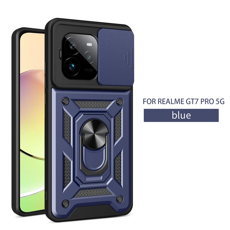 Enhanced Slide Camera Armor Phone Case with Magnetic Ring Stand Holder