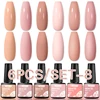 6Pcs Nude Pink Gel Nail Polish Set Winter Colors Semi Permanent Varnish Soak Off UV LED Gel Nail Art Manicure Base Top Coat Kit 1
