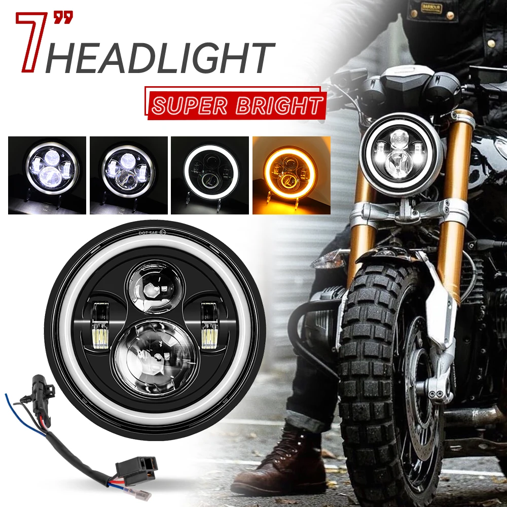 Универсальная 7-дюймовая светодиодная фара для мотоцикла в сборе DRL H4