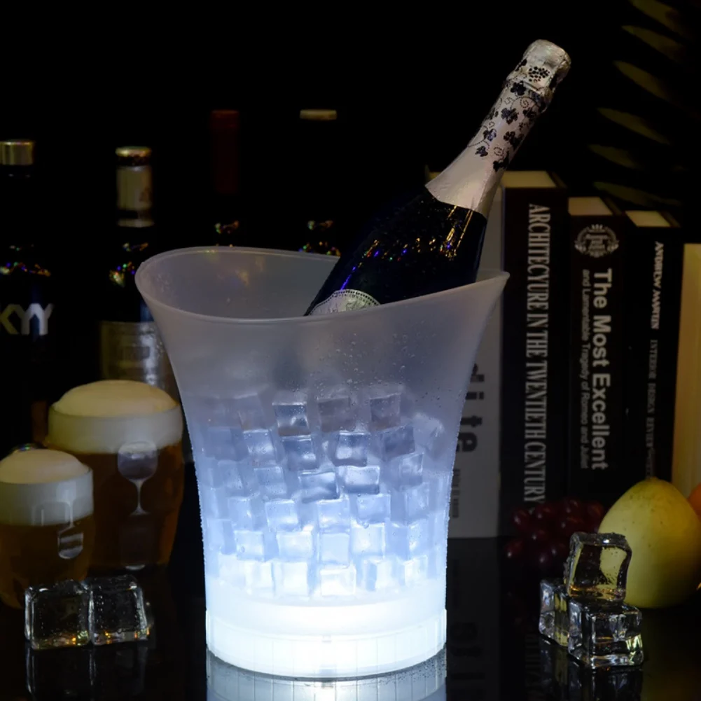 5L Color LED Ice Bucket Waterproof Plastic Light Up Champagne Beer Buckets For Bars Nightclubs Night Party