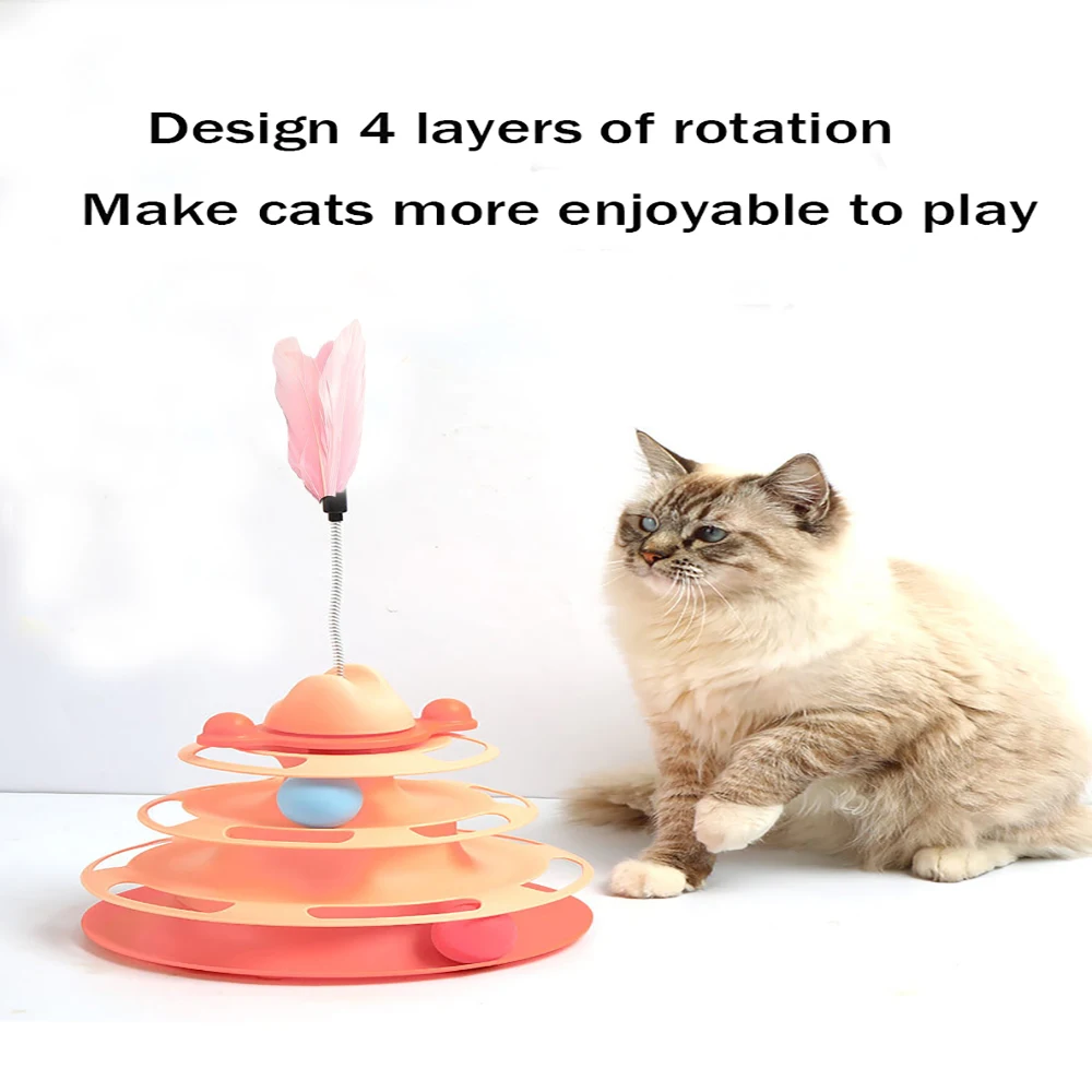 Lnteractive Three Story Tower Cat Toy Turntable 3 Ball Ball Toys Cat