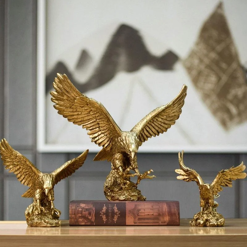 

Resin Golden Eagle Statue Art Animal Model Collection Ornaments Wine Cabinet for Home Office Desktop Feng Shui Decor Gifts