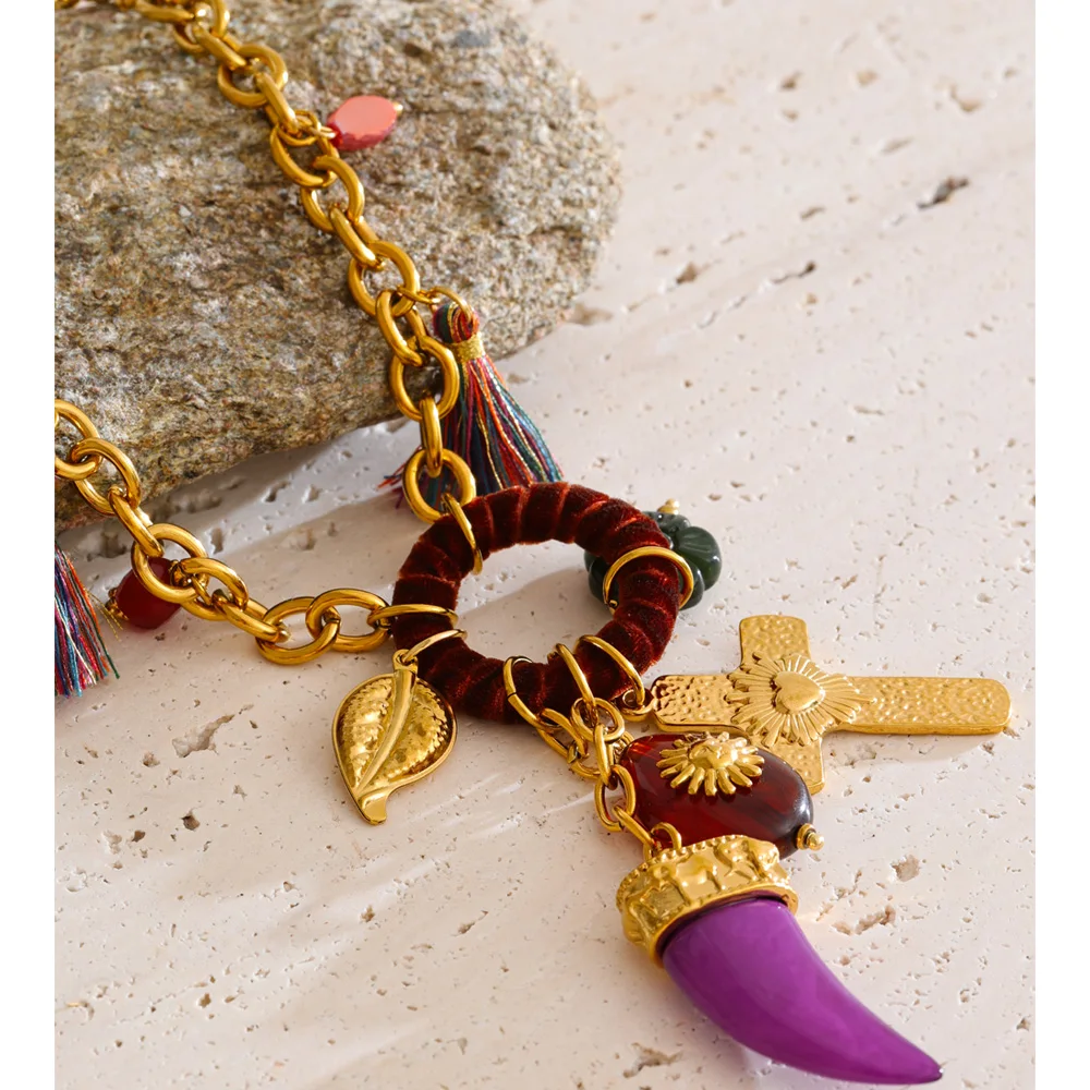Yhpup Necklace 72+5cm Resin Tassel