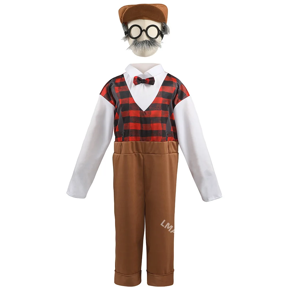 Old Timer Child Old Man Grandpa Costume Kit Boys Kids Child Long Sleeve 2-4T 4-6Y 6-8Y 8-10Y