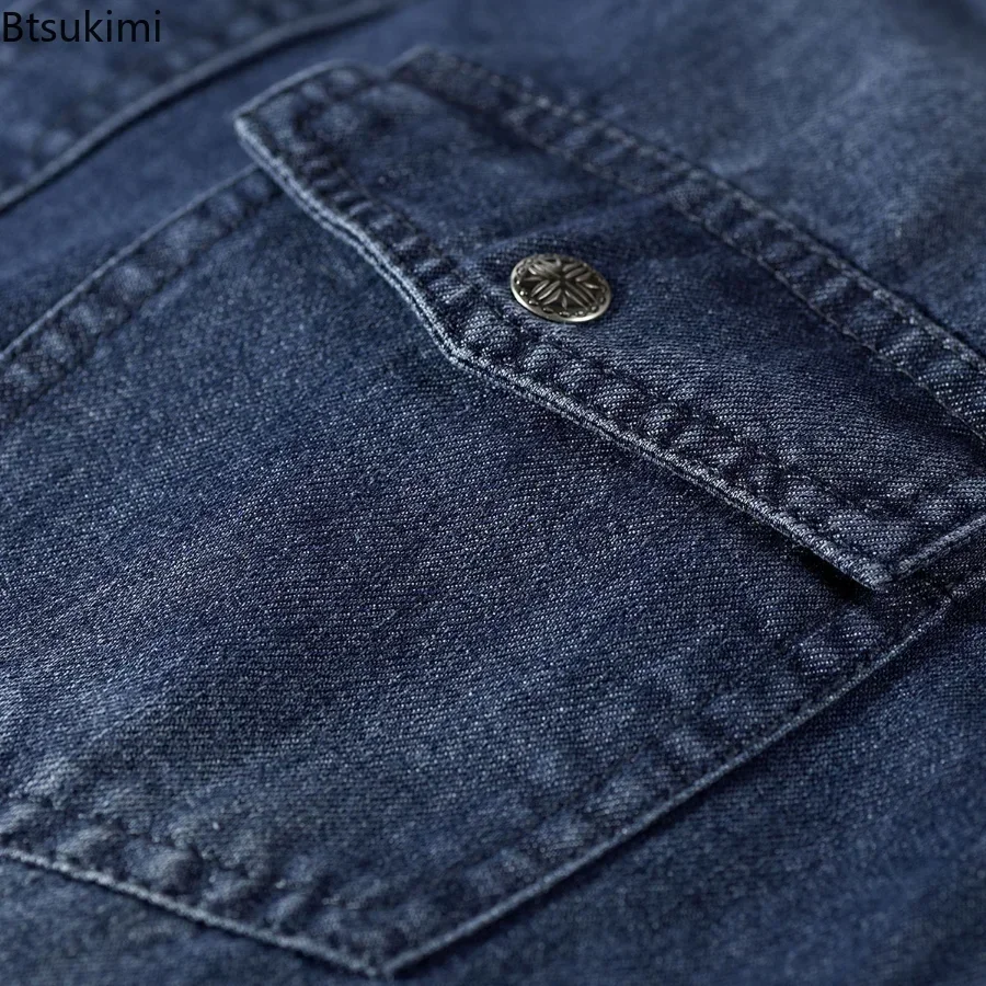 Men's Denim Jeans Shirt Long Sleeve 100% Cotton Casual Jean Shirt Top Male Shirts Plus Size 4XL denim shirt long sleeved shirt