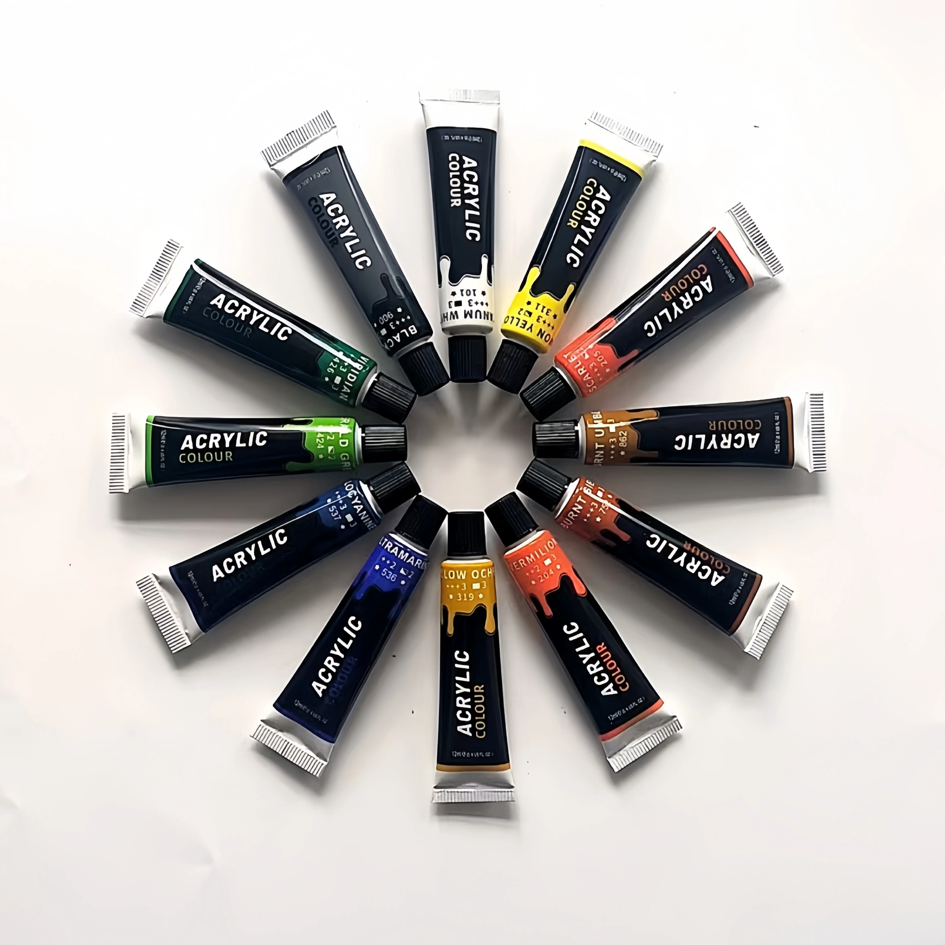 Acrylic Pigment 12 colors 12ml containing small foot palette +6 paintbrushes hand-painted DIY paint waterproof box set acrylic paint set