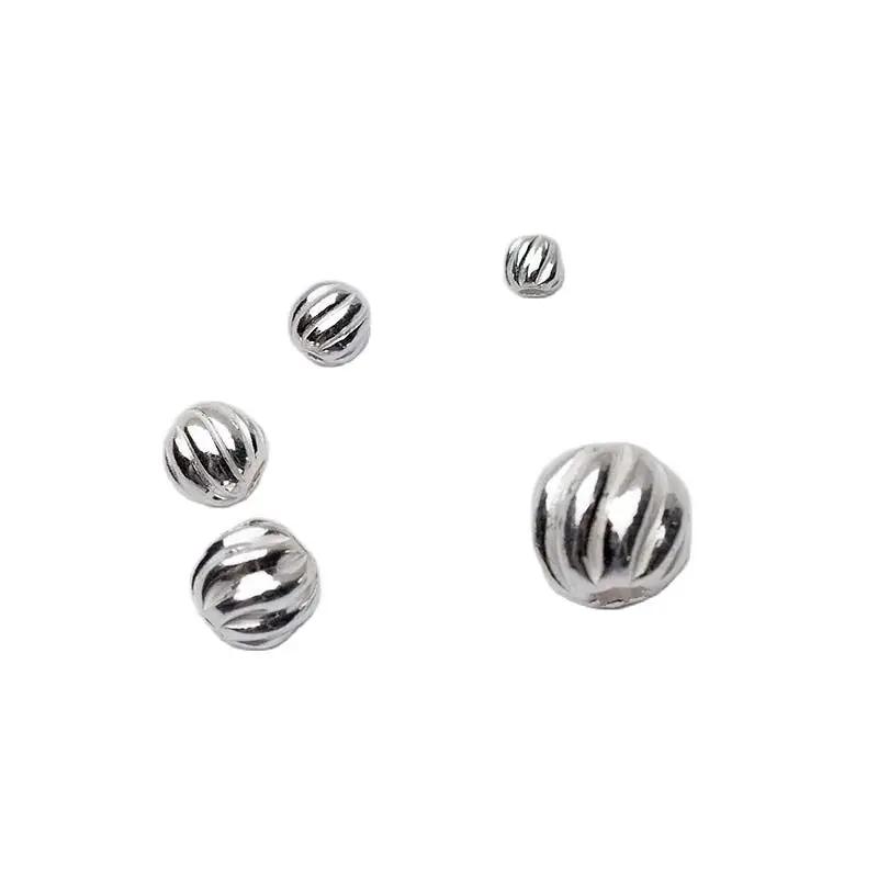 925 Sterling Silver Wave Round Spacer Beads 3mm 4mm 5mm 6mm Handmade Decoration Beading Materials DIY Jewelry Making beads charms loose beads sterling silver jewelry sterling silver beads beads jewelry bead jewelry making loose spacer beads 5pcs/Lot