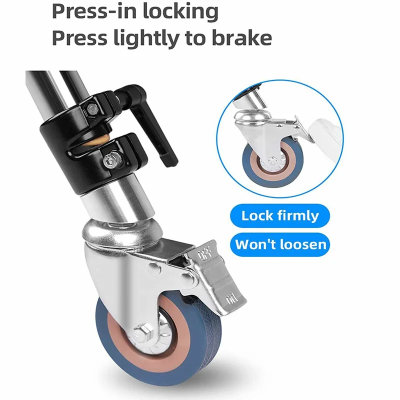 Selena 3Pcs 25/30mm 헤비 듀티 전문 360 회전 캐스터 휠 C-스탠드 라이트 스탠드 휠 사진 액세서리