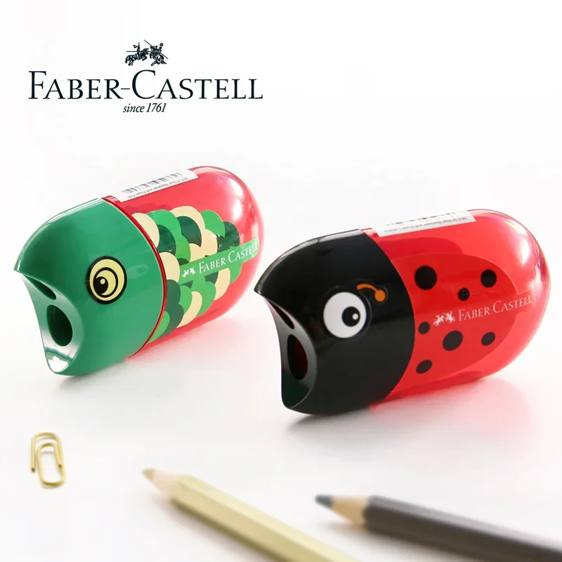 1pc Faber Castell 이중 구멍 연필 깎이 지우개 무당벌레/물고기/독수리 귀여운 학생 문구 다시 학교로