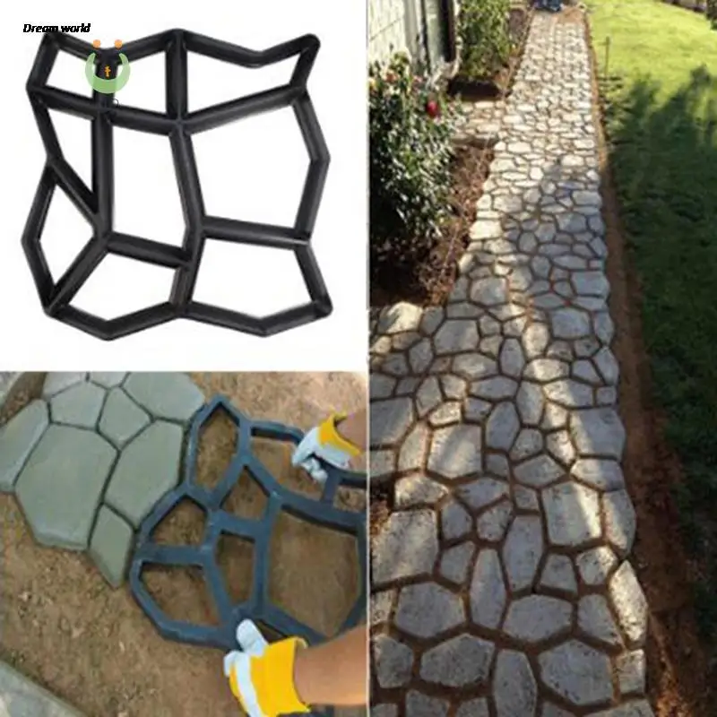 DIY Paving Mould Home Garden Floor Road Concrete Stepping Driveway Stone Path Mold Patio Maker Black Plastic Making garden concrete molds garden path molds