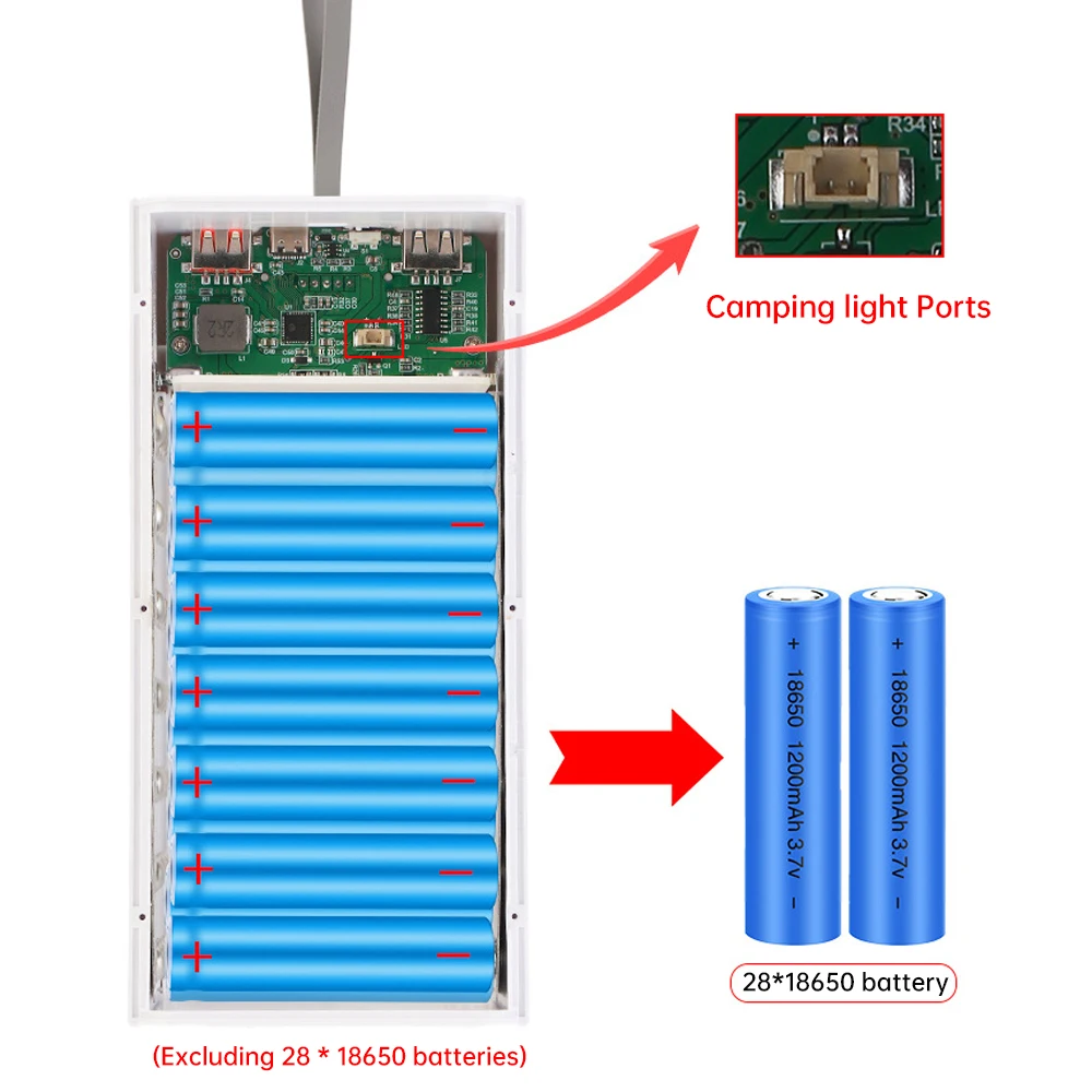 Power Bank Battery Holder 28x18650 DIY Shells Welding Free Case Plastic Faster Charge Strong Light