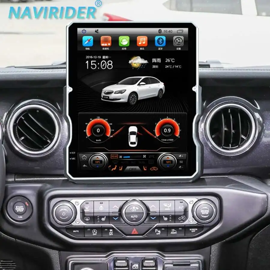 Radio de coche con pantalla Android 14 de 12,1 pulgadas para Jeep WRANGLER 2018-2023 Multimedia GPS estilo Tesla reproductor de vídeo unidad principal Carplay 1