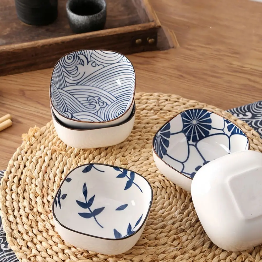 

2/6Pcs Ceramic Dipping Bowls Handmade Vintage Blue Flowers Mini Appetizer Plates Stackable Thicken Small Serving Bowls Ketchup