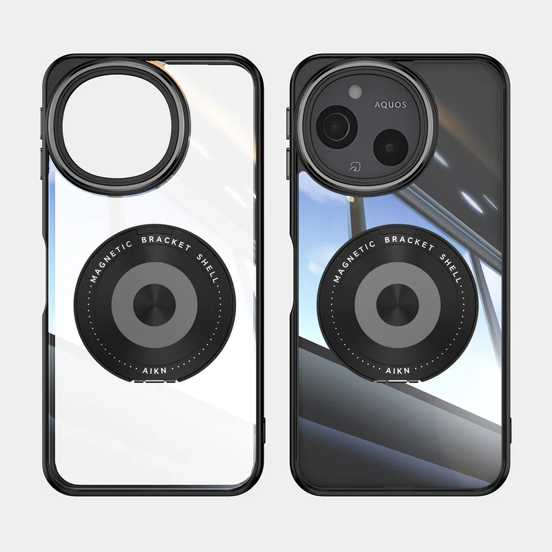 Transparent Phone Case with 360° Rotatable Kickstand, Shockproof Minimalist Protective Cover