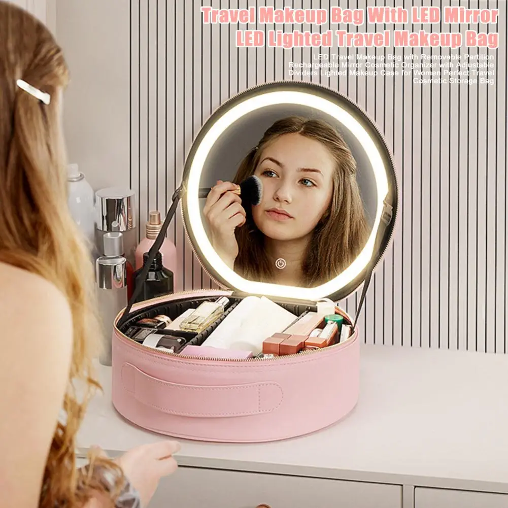 Travel Makeup Bag with Led Mirror Rechargeable Led Makeup Mirror Rechargeable Led Travel Makeup Bag with Adjustable for Brushes