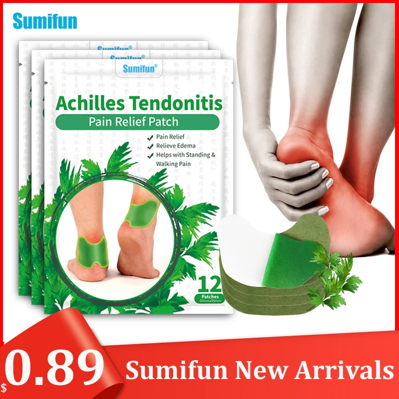 

12Pcs Sumifun Achilles Tendinitis Pain Relief Patches Ankle Sprain Heel Analgesic Sticker Foot Plantar Spur Ache Medical Plaster