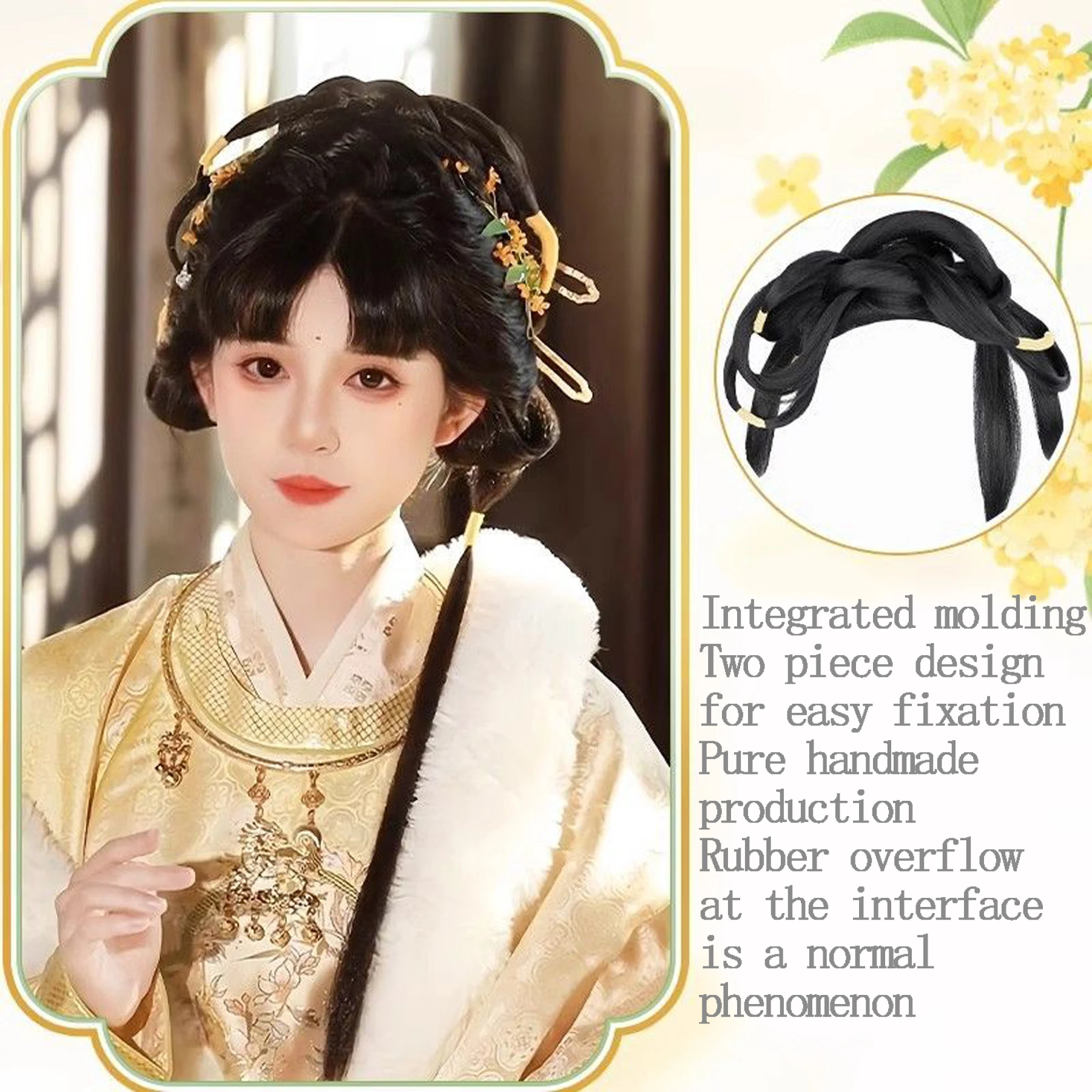 Synthesis Hanfu Ancient Costume Wig Bag Lazy One-Piece Headband Ancient Style Coiled Hair Bun Ming-made Tang Style Headdress
