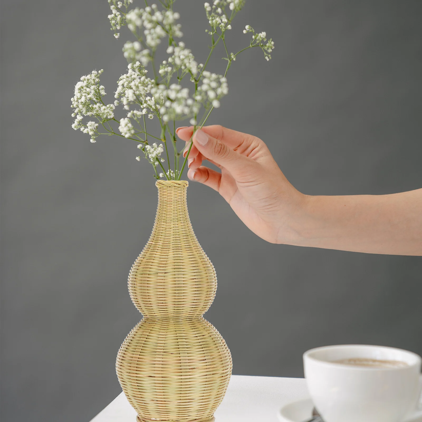 Flower Basket Bamboo Vase Woven Baskets Arrangement Bottle Container Pots for Plants 6