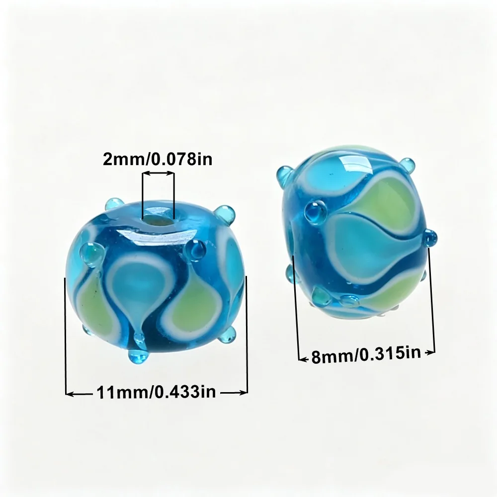 Vintage Floral Handmade Lampwork Glass Beads
