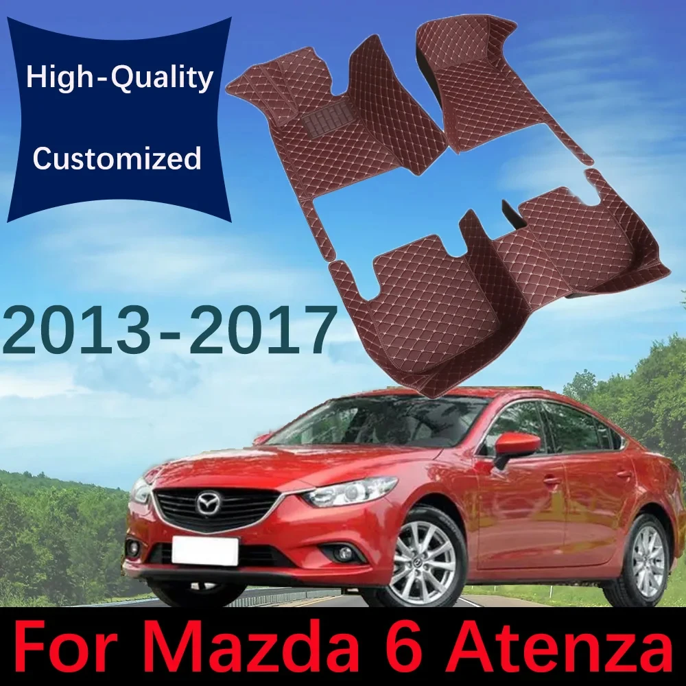 

Custom Leather Car Floor Mats For Mazda 6 Atenza 2013 2014 2015 2016 2017 Automobile Carpet Rugs Foot Pads Interior Accessories