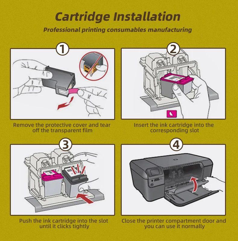 Cartuchos de tinta recarregados para impressora HP,