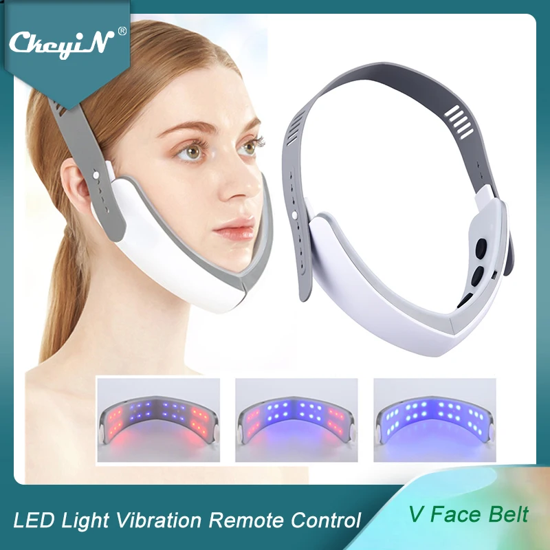 Remote Control Face Slimmer Electric Vibration Face Massage Belt V Face Shaping Massager Light Therapy Skin