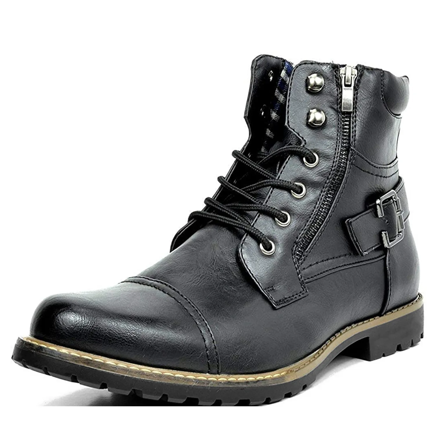 

Men Motorcycle Boots Men Leather Shoes High Top Fashion Winter Warm Snow Shoes Male Vintage Round Head Cowboy Short Boots