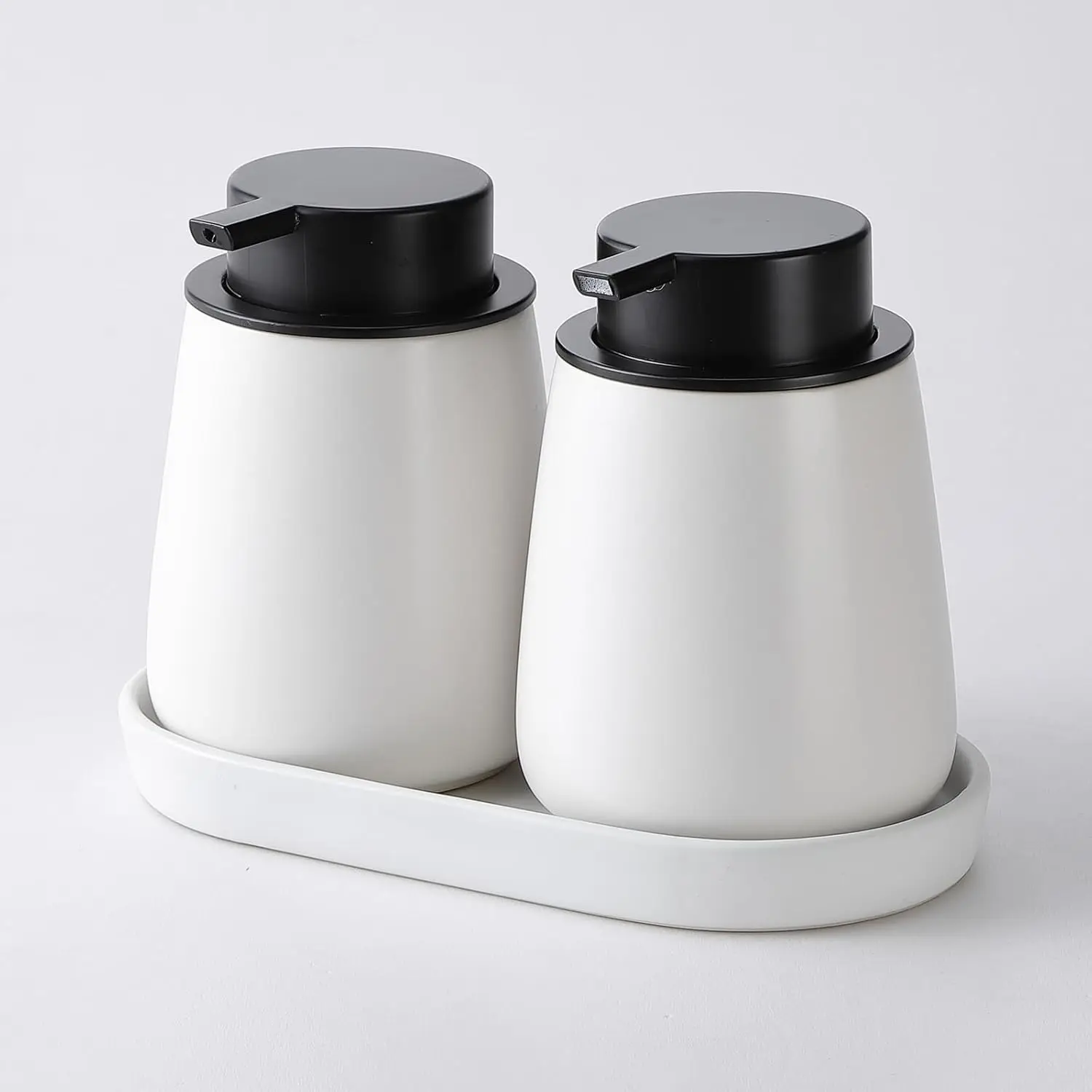 White circular soap dispenser tray -8-inch ceramic vanity tray, used for bathroom decoration, jewelry ring plate