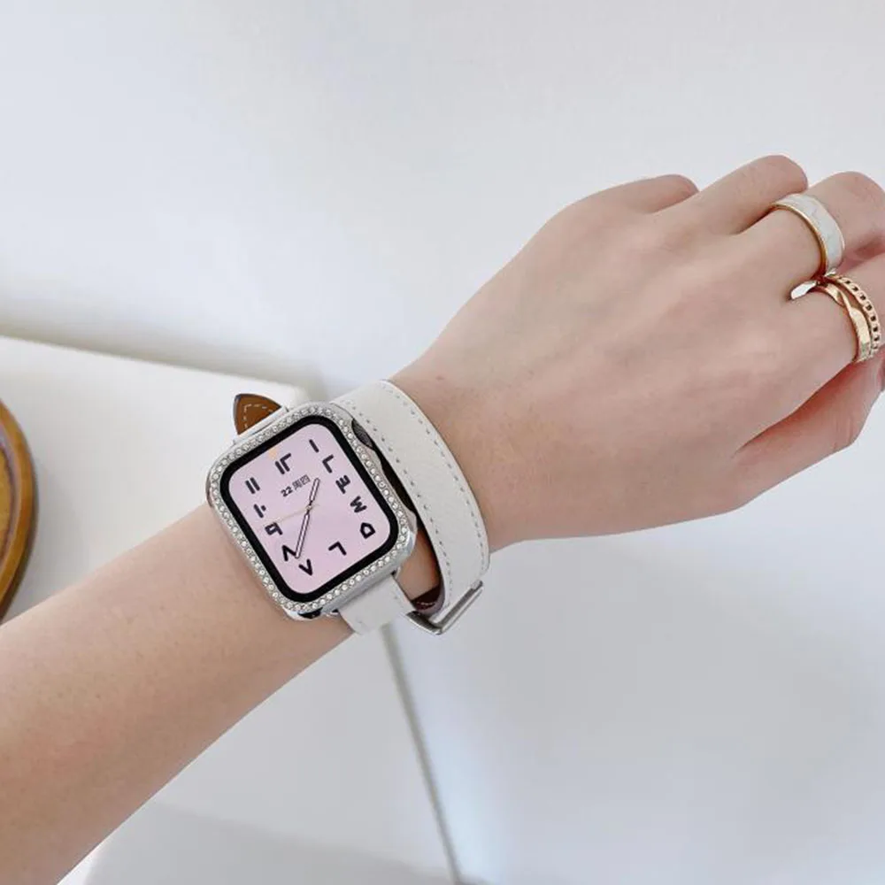 

14mm Slim Strap for Apple Watch Band 40mm 42mm 44mm 38mm Double Loop Soft Women Wristband Iwatch Series 7 41mm 45mm 6 SE 5 4 3 2