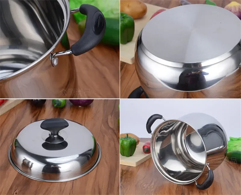 Soup Stock Pots Stainless Steel Arc Pot Saucepan Overflow Drum Type Extra High Pot Home Hotel Theme Restaurant Gift Thick bottom