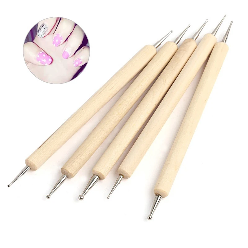 5pcs Dual Head Wooden Nail Art Dotting Pen Tools for Nail Art Design