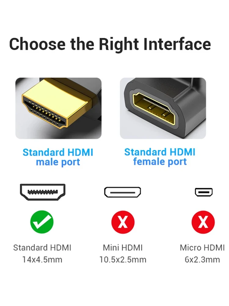 Adaptateur HDMI 90 270 Résistant à Angle Droit, Convertisseur Mâle à Femelle