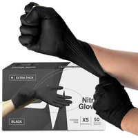 Disposable Black Nitrile Gloves 4-mil Non-Sterile Textured Household Cleaning Gloves for Industrial Cooking Esthetician Hair Dye 1