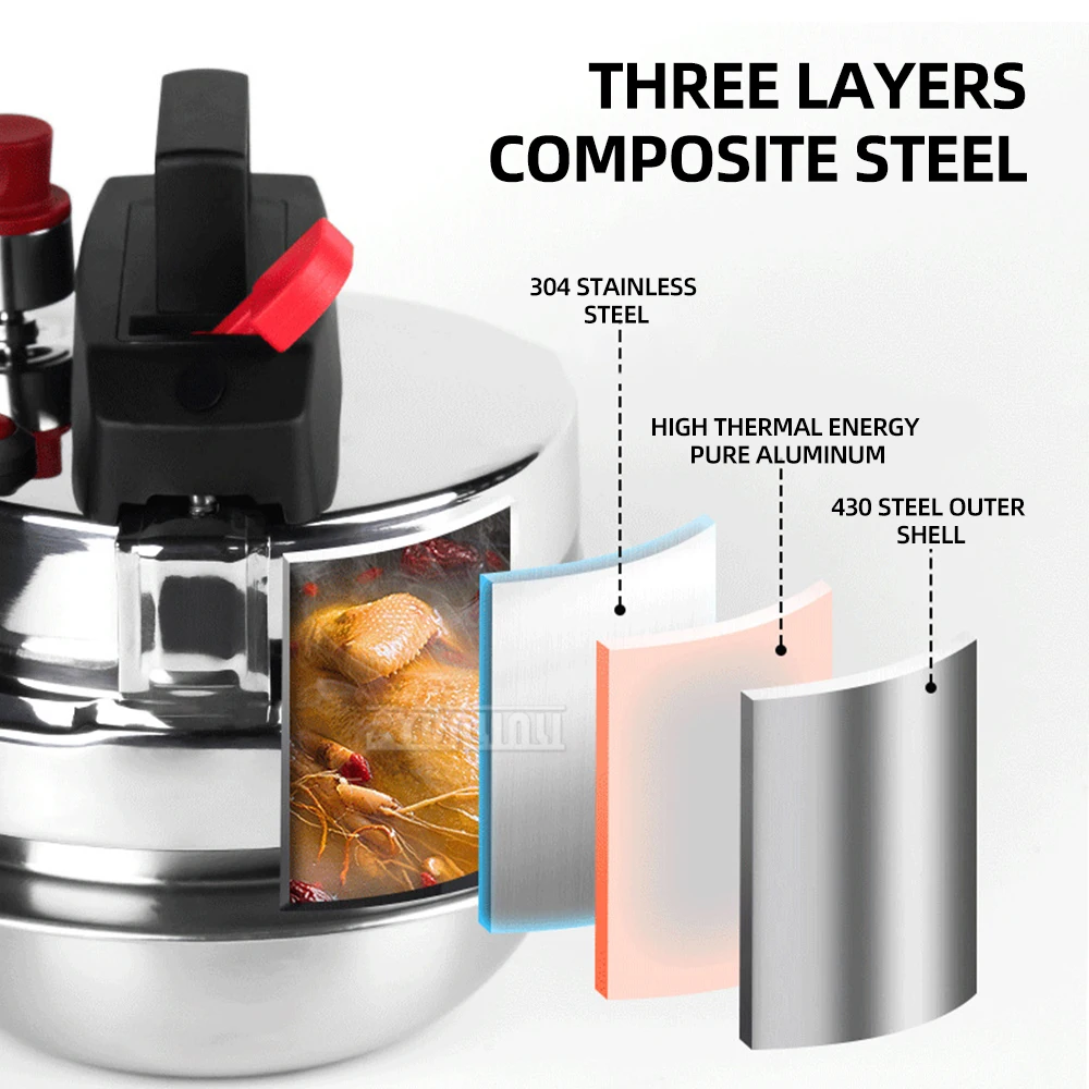 0.8L Portable Pressure Cooking Pot Stainless Steel Pressure Cookers High-Pressure Kitchen Equipment
