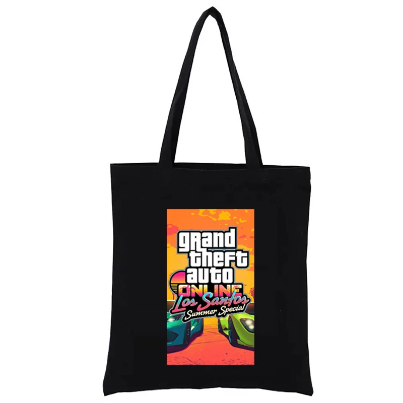 

Canvas Shopping Bag Women's Handbags for Women Gta 6 Anime Game Tote Bags Aesthetic Funny Fashion Totebag Shopper Eco Y2k
