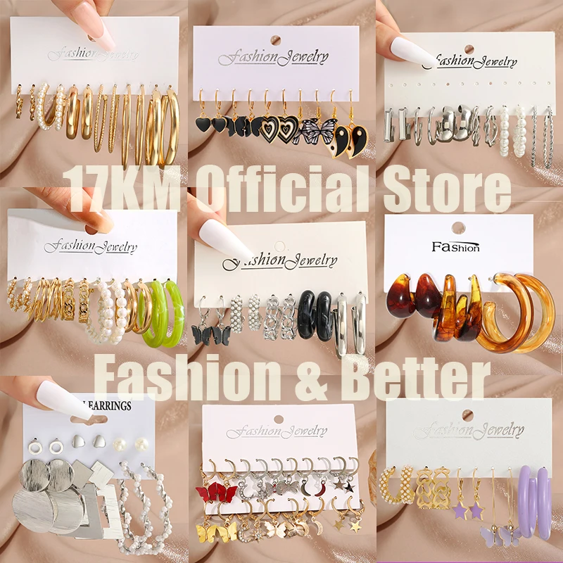 Pearl Twist Hoop Earrings Set Butterfly Acrylic Dangle Earrings for Women Metal Hollow Gold Plated Earring Cartoon Jewelry 17KM hoop earrings dangle earrings pearl earrings butterfly earrings acrylic earrings