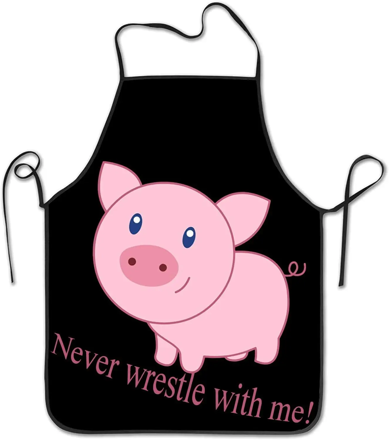 1 Pz Divertente Never Wrestle With Me Pink Pig Bavaglini Cooking Grembiuli Da Cucina Bbq Disegno Donna Uomo Chef Regali Per Natale,