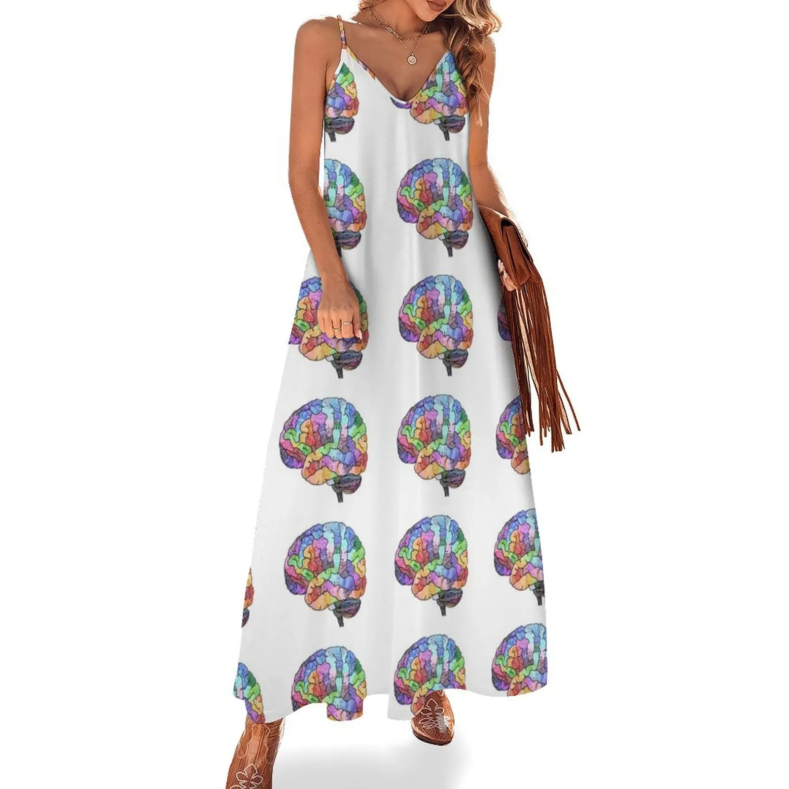 The Rainbow Brain Sleeveless Dress Summer women's clothing women's summer dress 2024 Women long dress