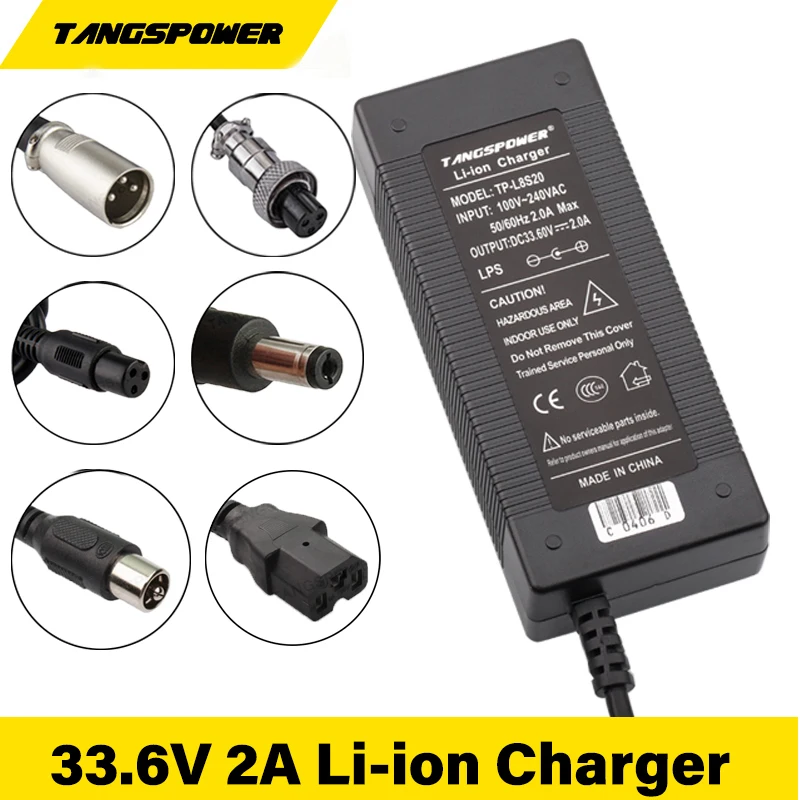 33.6V 2A Lithium Battery Charger For 8series 28.8V 29.6V Lithium Li-ion Electric Scooter Bicycle Battery Charger