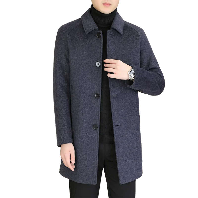 High Quality Fashion Single Sided Coat for Autumn/Winter 2022 New 50 Wool Men's Single Breasted Medium Long Wool Coat  M-4XL 5