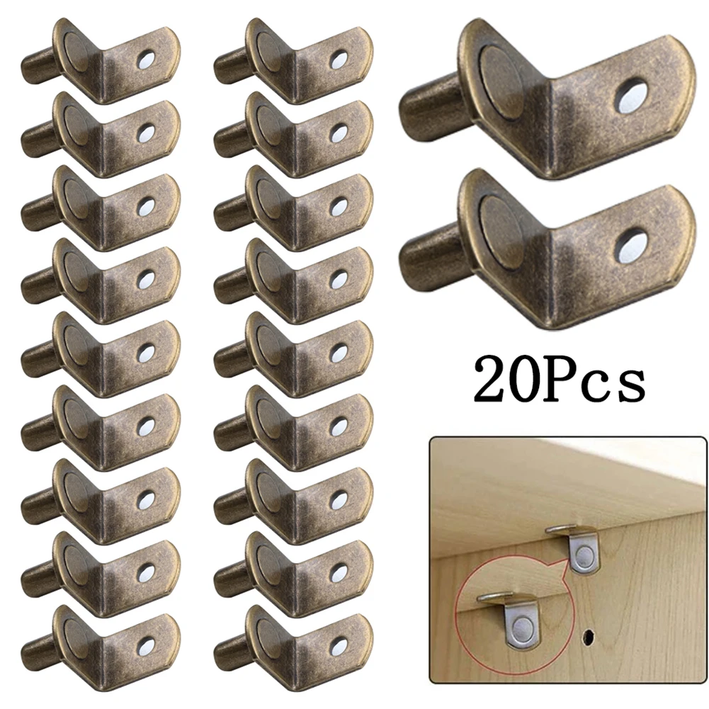 20Pcs Shelf Brackets Support Studs Pegs 6mm Metal Pin Shelves Seperator