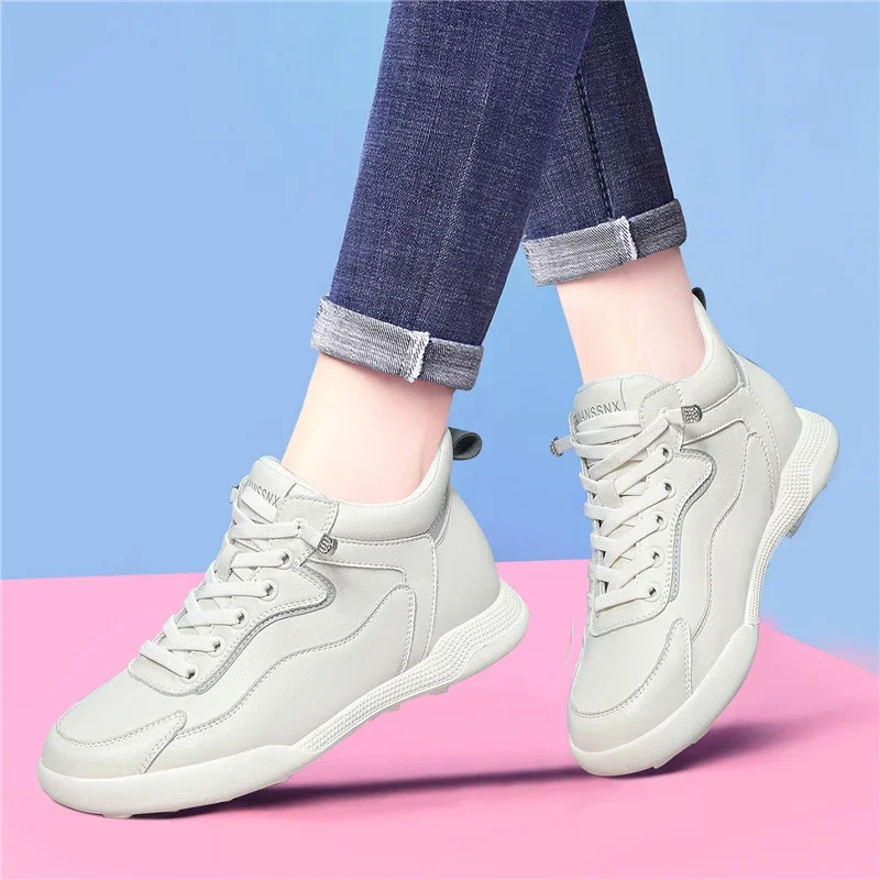 

Genuine Leather Sports Women's Shoes Lightweight Dance Shoes Soft Sole Sneakers Running Shoes Women Casual Outdoor Flat Shoes