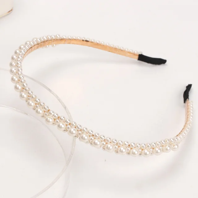 Fashion Pearl Non-Slip Rhinestone Hairbands Elastic Flower Women Hair Hoop Bands Headband Bezel Girls Hair Accessories Headdress b
