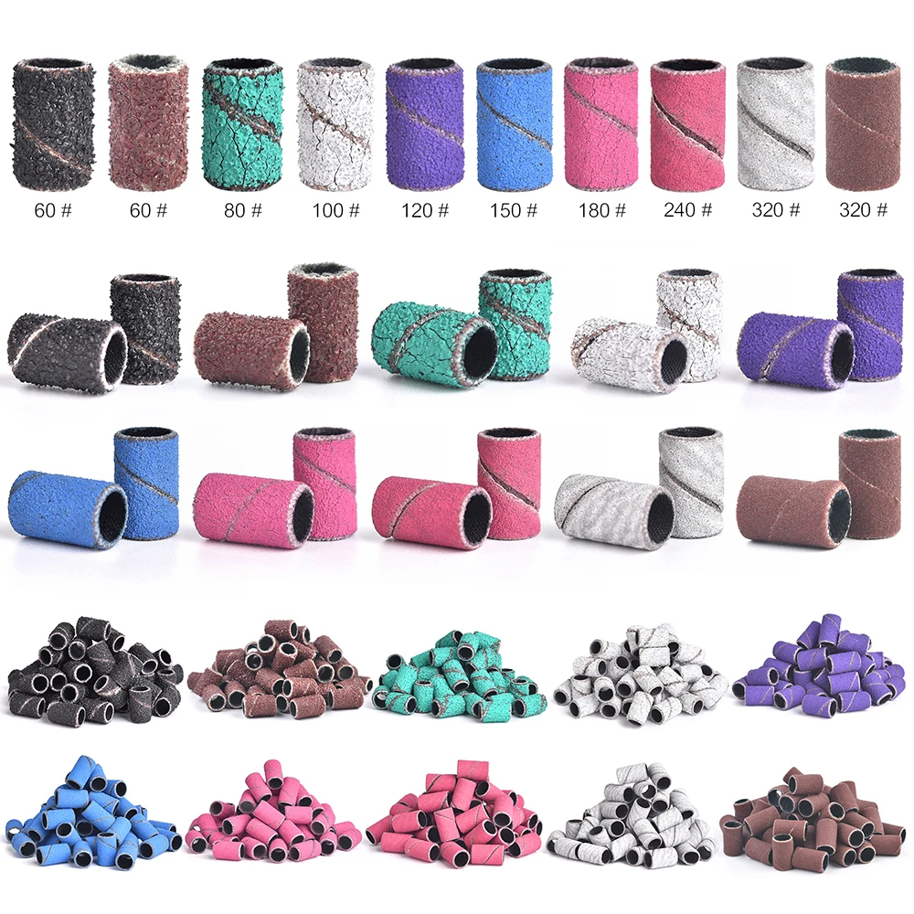 

50Pcs Nail Sanding Cap Bands For Nail Drill File Grinder Sander UV Gel Acrylic Polish Remover Manicure Drilling Accessories