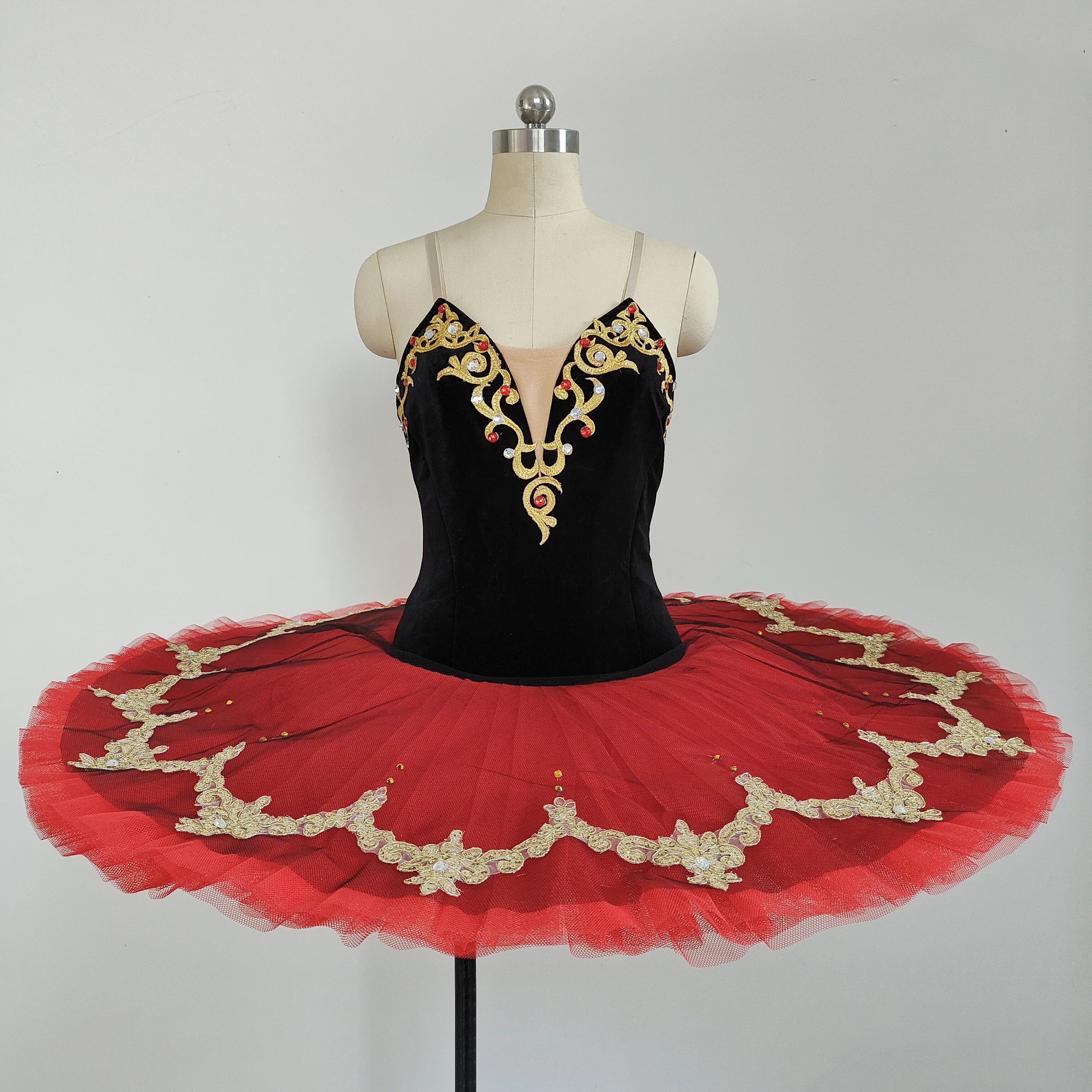 New Ballerina Girls Ballet Tutu Dress Costume Da Ballo Piatto Pancake Red Party Dress For Kids